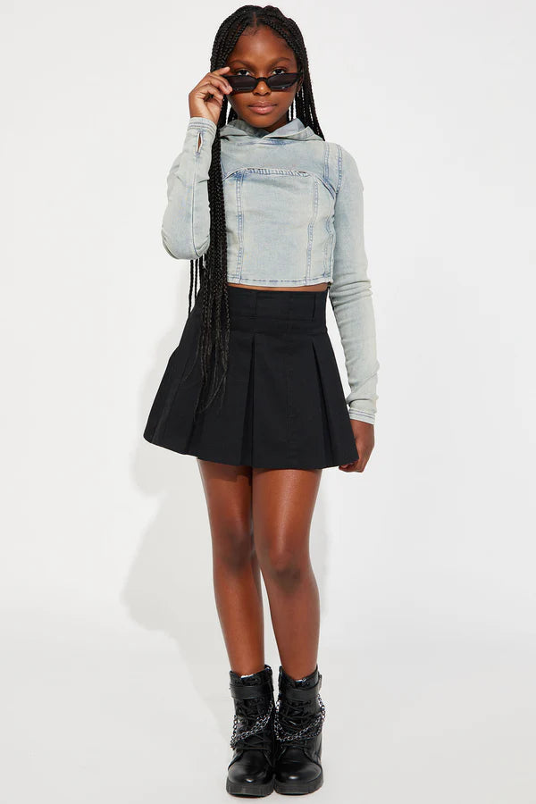 Mini Leylah Denim Long Sleeve Top