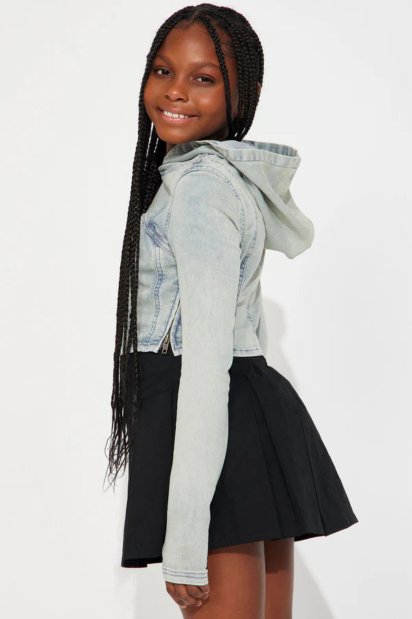 Mini Leylah Denim Long Sleeve Top