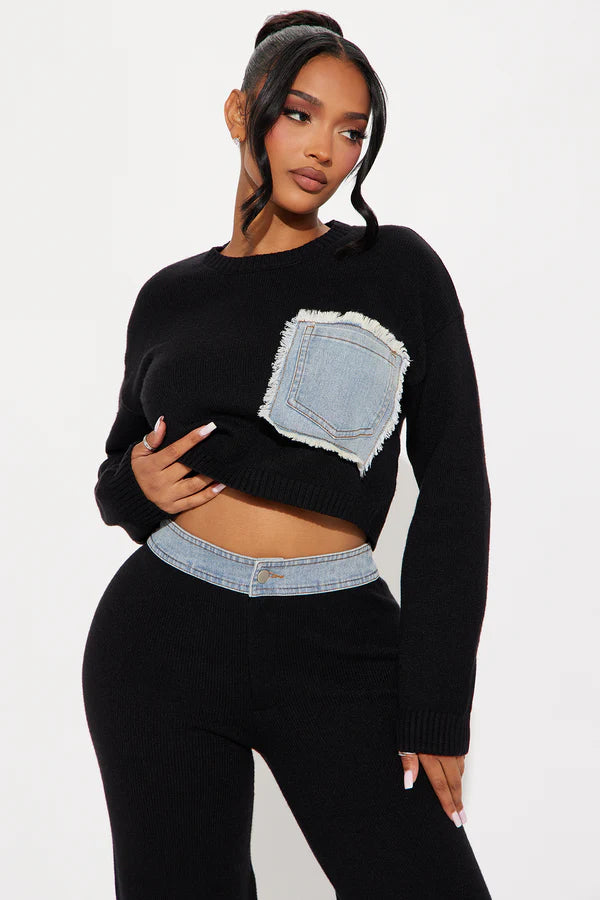 Melanie Mixed Sweater Pant Set